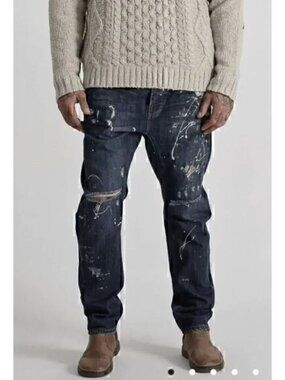 One Teaspoon Cowboy Relaxed Mr Golds Distressed Paint Splattered Jeans Size 30
